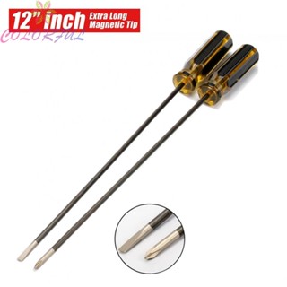 【COLORFUL】Screwdriver Slotted 12In 2pcs Chrome Vanadium Steel Extra Long Durable