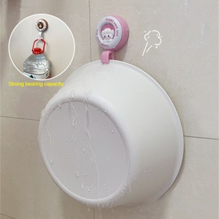 ღ ชั้นวางอ่างล้างหน้าลายการ์ตูน Punch-free Washbasin Holder Wall Mount Basin Hook Traceless Bathroom Washbasin Storage Accessories