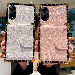 เคสโทรศัพท์มือถือหนัง ทรงสี่เหลี่ยม กันกระแทก พร้อมช่องใส่บัตร สําหรับ OPPO A98 F23 C55