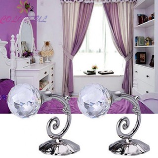 【COLORFUL】2x Curtain Holdbacks Wall Tie Backs Home Silver Gold Crystal Hanger Hooks Decor