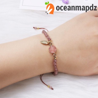 OCEANMAPDZ สร้อยข้อมือ กําไลข้อมือ ประดับลูกปัดหิน สามารถปรับได้ ขนาด 4 มิลลิเมตร สําหรับผู้หญิง