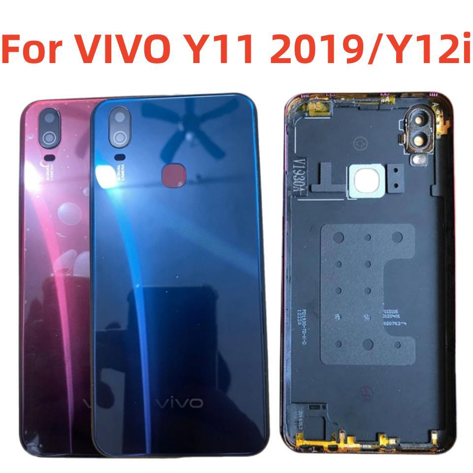 ฝาหลังสําหรับ VIVO Y11 2019 1906 Y12i แบตเตอรี่ด้านหลังประตูกรณีกรอบกลาง + เลนส์กล้อง + ปุ่มด้านข้าง Butttons