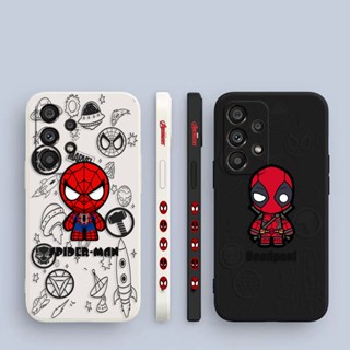 เคสโทรศัพท์มือถือ พิมพ์ลาย Spiderman Deadpool Marvel มีลายด้านข้าง สําหรับ Samsung Galaxy A90 A80 A73 A72 A71 A70 A60 A54 A53 A52 A51 A50 A30 S A42 A40 A34 A33 A32 A32 A31 A30 A24 A23 5G