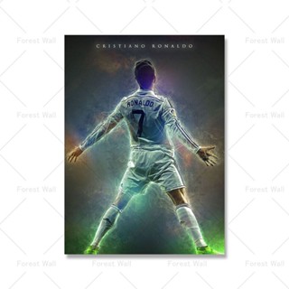 Cristiano Ronaldo Football Star โปสเตอร์ และภาพพิมพ์ผ้าใบ สําหรับตกแต่งผนังบ้าน ห้องนั่งเล่น