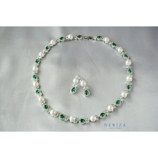 Neriza Jewelry/ชุดเครื่องประดับเจ้าสาวเกรดท๊อปงานจิวเวลรี่ประกายไฟเทียบเท่าเพชรแท้ จัดส่งฟรีพร้อมกล่องNZC016