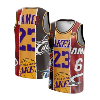 เสื้อกีฬาบาสเก็ตบอล แขนสั้น ลายทีม LeBrown James Los Angeles Lakers Cleveland Cavaliers Miami Heats 23 คละแบบ