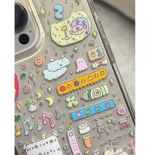 เคสโทรศัพท์มือถือแบบใส กันกระแทก ลายกราฟฟิตี้ อวกาศ หลากสี สําหรับ iPhone 13promax 14 11 XSMAX 7 8p X