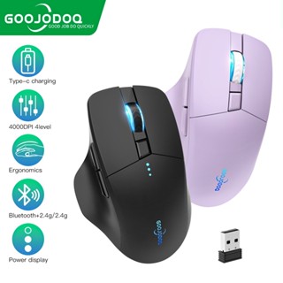 GOOJODOQ Bluetooth 2.4G 4000 DPI เมาส์ไร้สายสำหรับแล็ปท็อปบลูทูธชาร์จเงียบแท็บเล็ตโทรศัพท์ Android สีม่วงสีดำ gaming