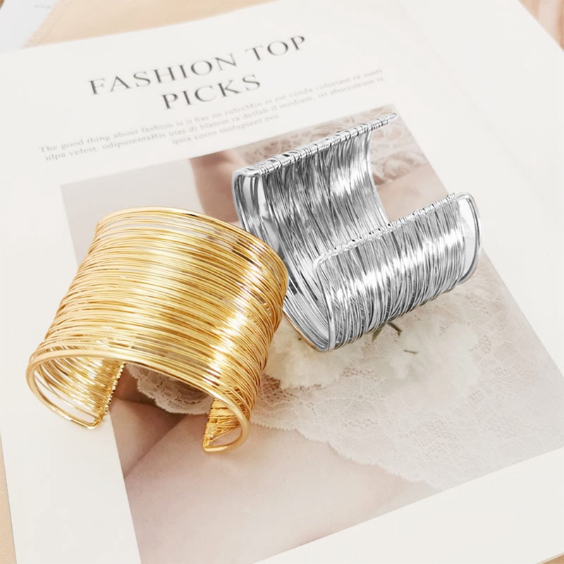 Bhy กําไลข้อมือ สร้อยข้อมือ สําหรับผู้หญิง เปิดกว้าง ลวดสร้อยข้อมือ ทอง ข้อมือ ห่อข้อมือ เครื่องประดับ - รูปที่ 4