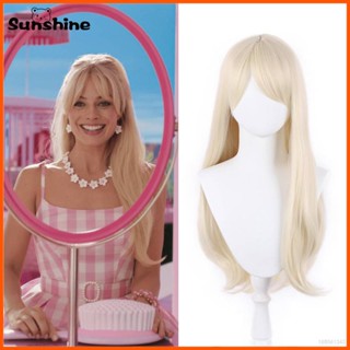 วิกผมคอสเพลย์ 2023 Movie Barbie Cosplay Costume Wig รูปตุ๊กตาบาร์บี้ สีทองอ่อน สําหรับเด็กผู้หญิง เหมาะกับงานปาร์ตี้ฮาโลวีน