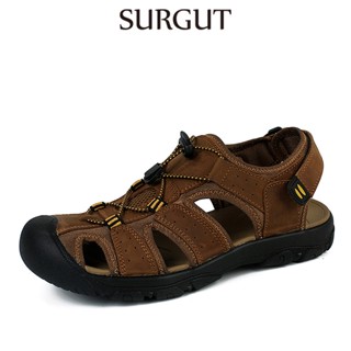 Surgut รองเท้าแตะลําลอง หนังวัวแท้ แบบนิ่ม ระบายอากาศ เหมาะก…