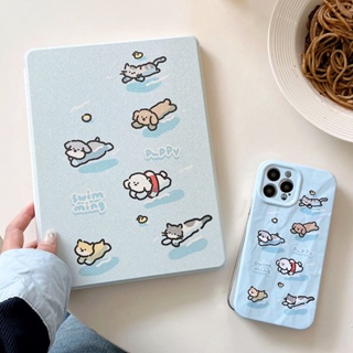 เคสหนังอะคริลิคแข็ง ลายสัตว์ว่ายน้ํา สําหรับ IPad Mini6 IPad5 6 7 8 9 Air Air1 Air2 Air3 Air4 Air5 10.9 นิ้ว Pro10.5 Pro11 Pro12.9 2018 2020 2021 2022