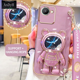 Andyh เคสโทรศัพท์มือถือ ลายนักบินอวกาศ 3D พร้อมสายคล้อง สําหรับ OPPO Realme C30 C30S