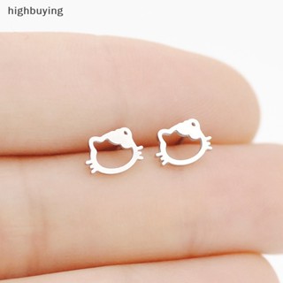 [highbuying] ต่างหูสตั๊ด โลหะผสม รูปแมวน่ารัก สีทอง เครื่องประดับแฟชั่น สําหรับผู้หญิง สินค้าใหม่