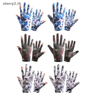 [cherry2] ถุงมือ ผ้าเรยอน ยืดหยุ่นสูง กันลื่น ป้องกันรังสีอัลตราไวโอเลต สําหรับขับขี่ ตกปลา [TH]