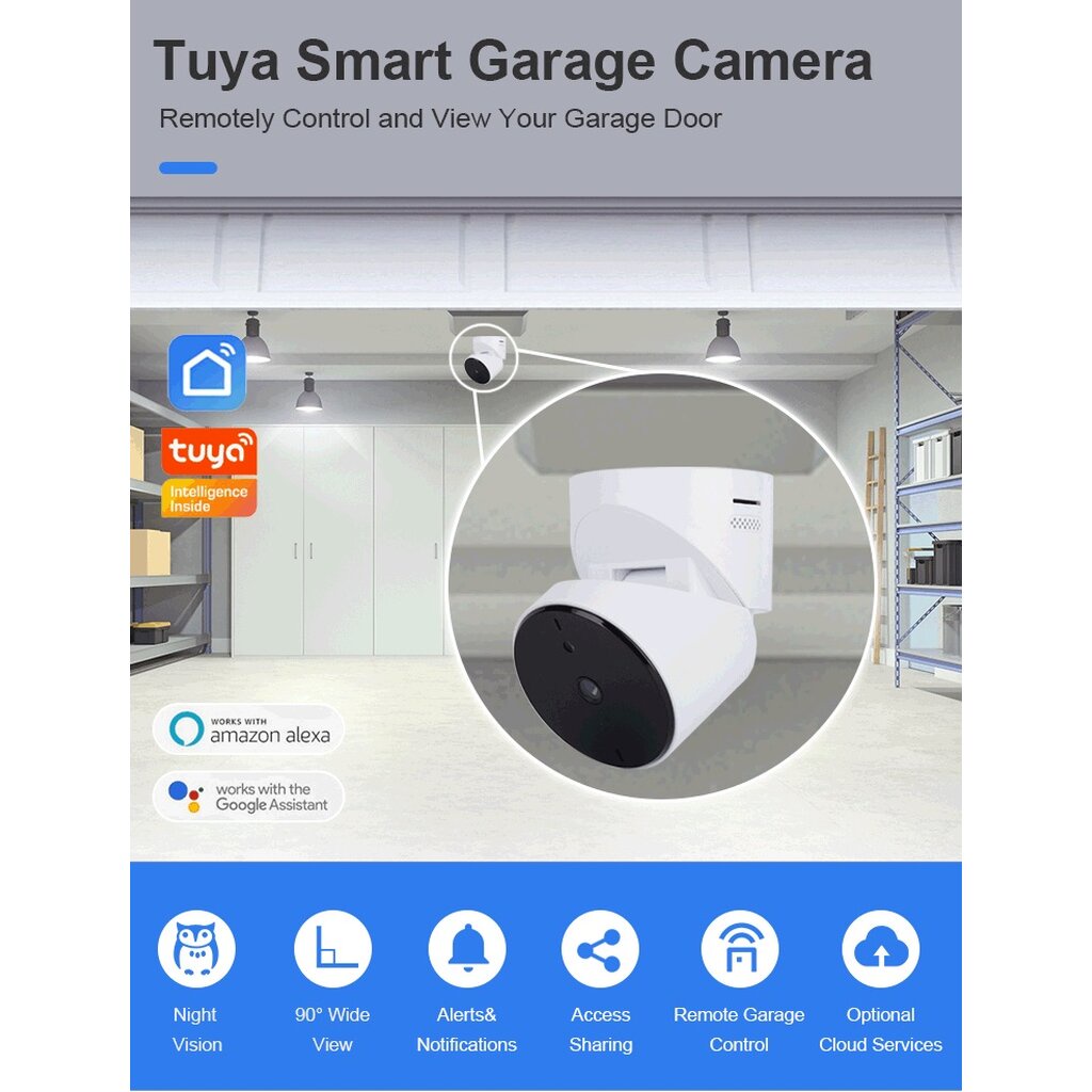 Tuya กล้องวงจรปิดพร้อมอุปกรณ์เปิดปิด ตั้งเวลาประตูรั้ว Wi-Fi ผ่านแอป พร้อมเซ็นเซอร์ประตู รองรับ Google Home Alexa