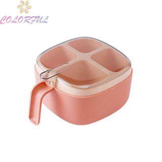 【COLORFUL】Seasoning Box 14*14*8cm 1pcs 4 Grid Chili Powder Condiments Container Jar