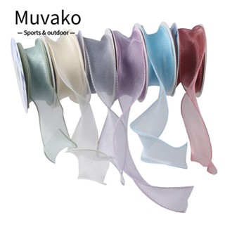 Muvako ริบบิ้น ผ้าโพลีเอสเตอร์ กว้าง 1.57 นิ้ว x 10 หลา แฮนด์เมด สีเทา สีเขียว สีม่วง สีฟ้า สีชมพู สําหรับตกแต่งบ้าน งานแต่งงาน 6 ชิ้น