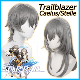 Honkai Star Rail Trailblazer วิกผมคอสเพลย์ Caelus Stelle สีเงิน