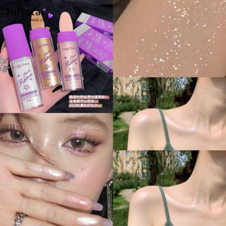 JULYSTAR Gege Bear White Moonlight Highlighter Powder 3 สี Glitter Fairy Shiny Highlighter Shimmer Contour Powder For Face Body Highlight Makeup Golden Pearly White Bluey