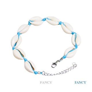 Fancy ใหม่ สร้อยข้อมือเชือกถัก รูปเปลือกหอย หลากสี เหมาะกับเดินชายหาด สไตล์เรโทร แฟชั่นสําหรับผู้หญิง