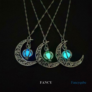 Fancy สร้อยคอ จี้ดวงจันทร์เรืองแสงในที่มืด เครื่องประดับ ของขวัญฮาโลวีน