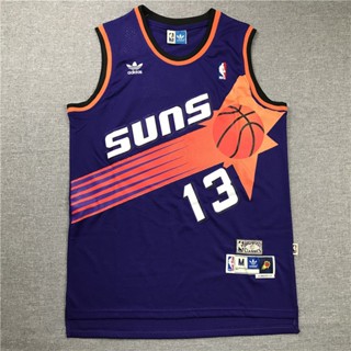 เสื้อกีฬาแขนสั้น ลายทีม NBA Jersey Phoenix Suns No. รองเท้ากีฬา ผ้าตาข่าย สีม่วง สไตล์เรโทร 13 Nash 930289