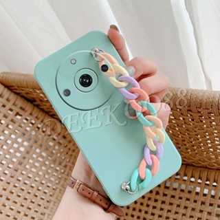 พร้อมส่ง เคสโทรศัพท์มือถือ ซิลิโคนนิ่ม TPU พร้อมสายโซ่คล้อง สีรุ้ง สําหรับ Realme 11 Pro+ Pro Plus 5G 4G Realme11Pro+ 2023