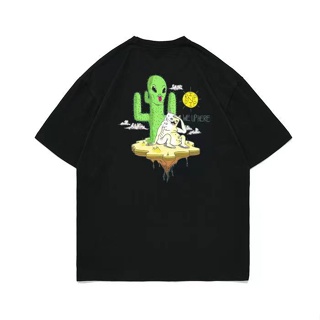 ใหม่ RIPNDIP เสื้อยืดลําลอง ผ้าฝ้าย แขนสั้น คอกลม พิมพ์ลายกระบองเพชร แมว เอเลี่ยน เหมาะกับฤดูร้อน สําหรับผู้ชาย และผู้หญิง