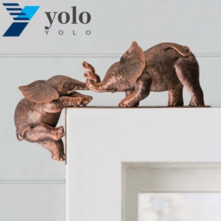 Yolo ตุ๊กตาปลาหมึกเรซิ่น รูปช้างคู่ สําหรับตกแต่งบ้าน