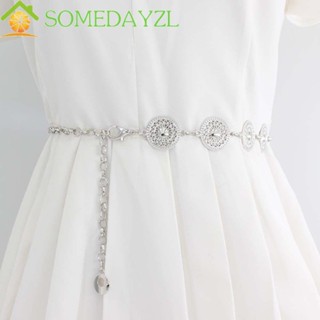 SOMEDAYZL สายโซ่คาดเอว สีเงิน ปรับได้ เข้ากับทุกการแต่งกาย สําหรับกางเกง