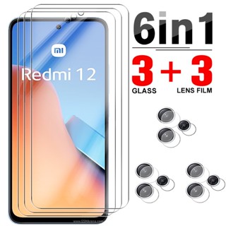 6in1 ฟิล์มกระจกนิรภัยกันรอยหน้าจอ กันเลนส์กล้อง สําหรับ Xiaomi Redmi 12 4G 6.79 นิ้ว Xioami Redmi 12 Redmi12