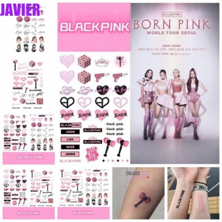 Javier สติกเกอร์รอยสักชั่วคราว ลาย Blackpink JISOO LISA สีดํา สีชมพู ตอบสนองคอนเสิร์ต JENNIE ง่ายต่อการทําสี Blackpink ของขวัญแฟนคลับ