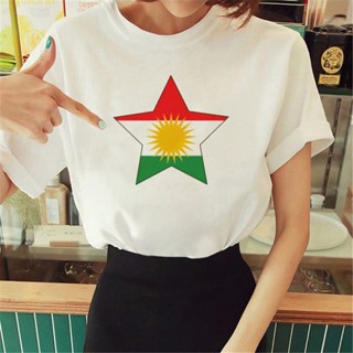 เสื้อยืด พิมพ์ลายมังงะ Kurdistan ตลก สําหรับผู้หญิง