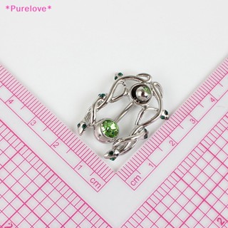 Purelove&gt; แหวนสเตนเลส รูปงู หินสีเขียว สร้างสรรค์ ไม่ทําให้เกิดอาการแพ้ สําหรับผู้หญิง