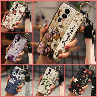 Kickstand Anti-dust Phone Case For OPPO Reno10 Pro Anti-knock Waterproof Flower Wrist Strap Durable Lanyard Dirt-resistant