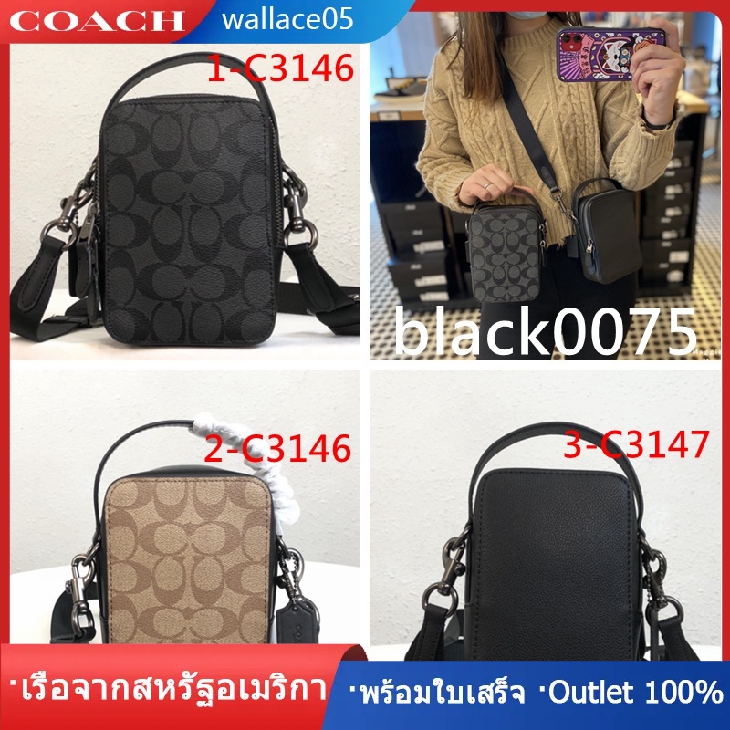 Top Handle Crossbody In Signature Canvas C3146 C3147 กระเป๋าผู้ชาย COAC H กระเป๋าสะพายข้าง