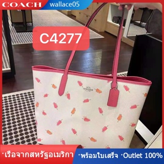 City Tote With Popsicle Print C4277 กระเป๋าผู้หญิง COAC H กระเป๋าถือ