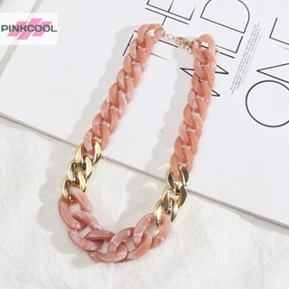 Pinkcool เครื่องประดับแฟชั่น คุณภาพสูง สร้อยคอเรซิน ดีไซน์ยอดนิยม ขายดี สีชมพู สีเขียว สีดํา สร้อยคอโซ่ สําหรับผู้หญิง ของขวัญปาร์ตี้ ขายดี