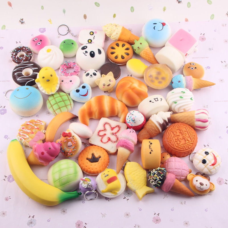 น่ารัก 10 ชิ้น Lot Mini Squishy Panda ขนมปังเค้ก Buns สายคล้องโทรศัพท์สําหรับ All Charm