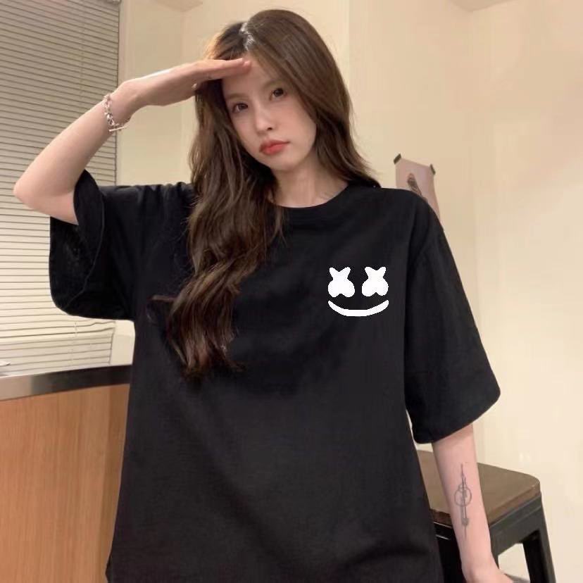 Baby Shark Smile Cotton T-shirt เสื้อยืดคอกลมสำหรับผู้หญิง