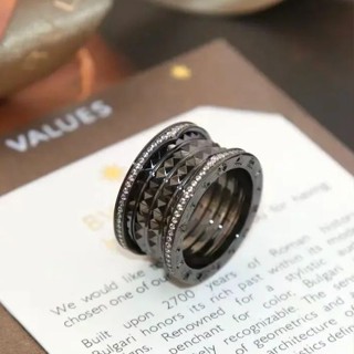 Bulgari แหวนเพชรไทเทเนียม เซรามิค สีดํา สีส้ม gp831