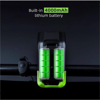 หลอดไฟหน้าจักรยานอัจฉริยะ 2000mAh 4000mAh แบบชาร์จ USB