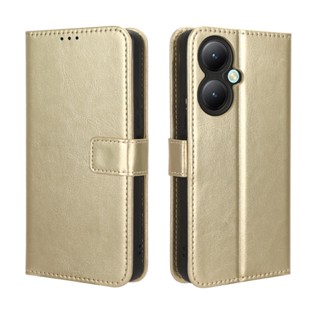 เคสหนัง PU ฝาพับ พร้อมช่องใส่บัตร ขาตั้ง สําหรับ VIVO Y27 4G Y27 4G