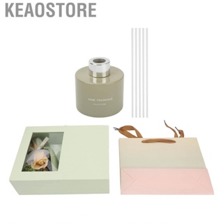 Keaostore Oil Reed Diffuser  Scented Set Bouquet Flower Green Transparent Box for Bathroom Girl