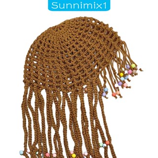 [Sunnimix1] หมวกบีนนี่ถักโครเชต์ ถักโครเชต์ ประดับลูกปัดหลากสี แฟชั่นสําหรับผู้หญิง