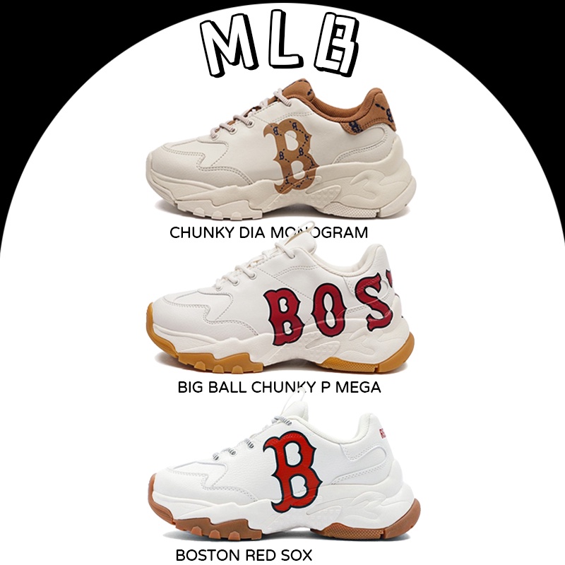 MLB Chunky Dia monogram Big Ball Chunky P Mega Boston Red Sox รองเท้าผ้าใบ