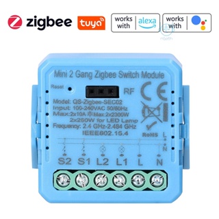 [mjia] Tuya ZigBee โมดูลสวิตช์ปุ่มกด 2 Gang ควบคุมผ่านแอพโทรศัพท์มือถือ ควบคุมระยะไกล สําหรับ Alexa Google Home Voice Contr