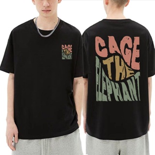 Limited Cage The Elephant Pritn Double Sided Print T-shirts Tops Men Fashion Oversized Tshirt Mens Hip Hop Loose T Shir
