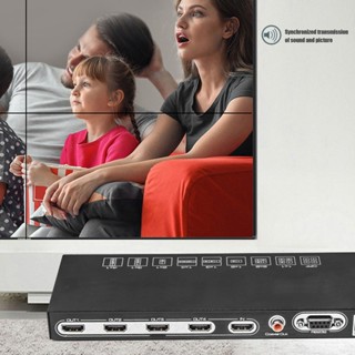 Rhythm000 4 พอร์ต HD อินเทอร์เฟซมัลติมีเดียตัวต่อวิดีโอ 4K ที่ 30Hz 300MHz 1x4 LED Video Wall Controller สำหรับการประชุม 100-240V